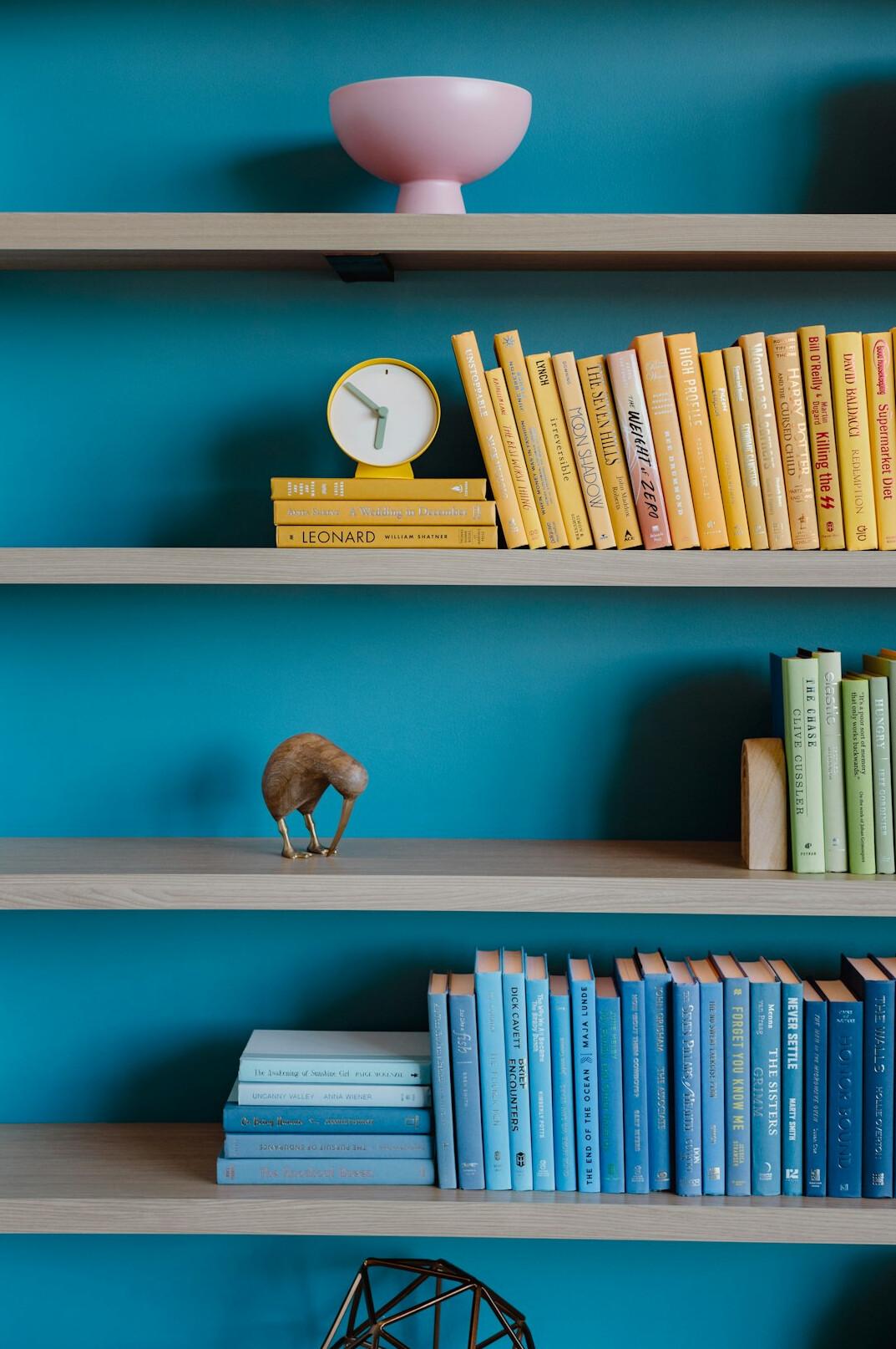 Shelf with colorful books